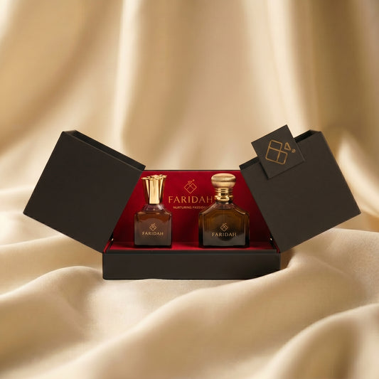His and Her Gift Set by Faridah luxury couple perfume gift packaging Arabic fragrances