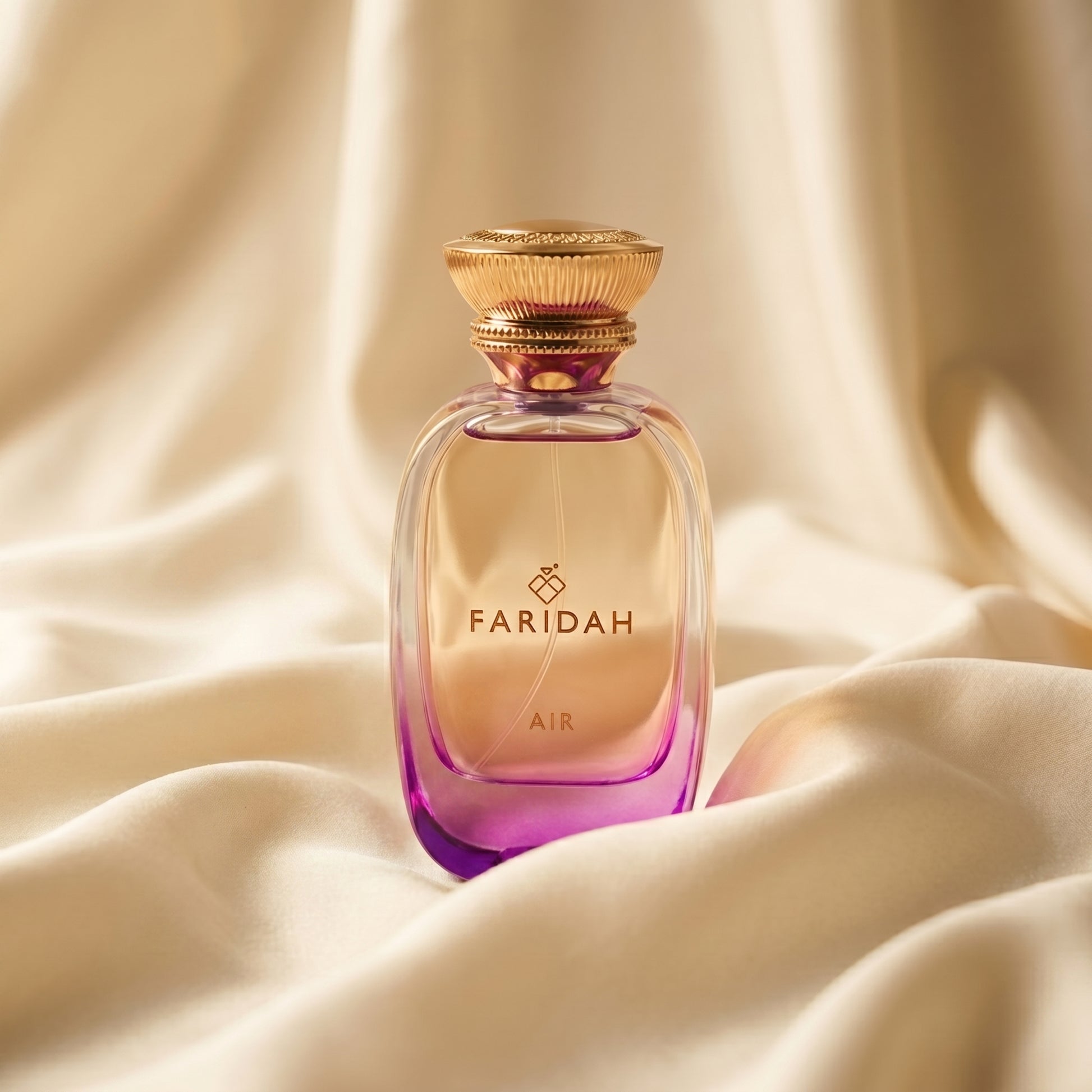 Air - The Elements Collection Faridah luxury non-alcoholic perfume bottle with purple and gold design