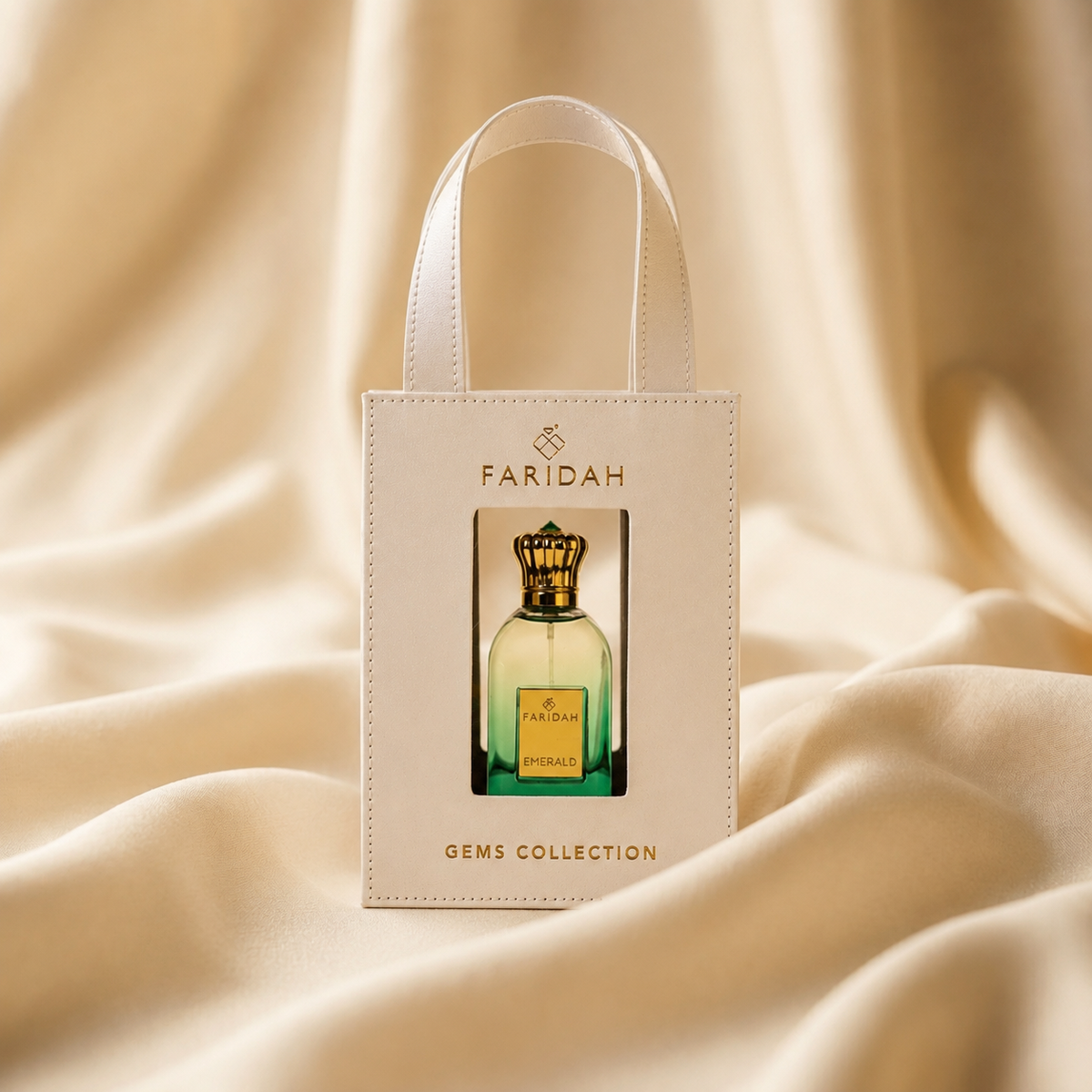 Emerald Gems Collection Faridah premium Arabic perfume in elegant green decorative bottle