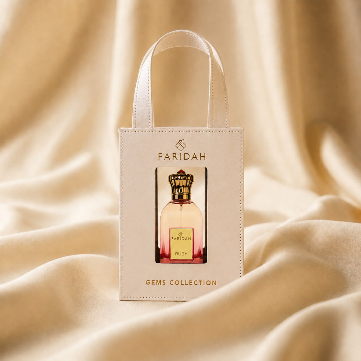 Ruby Gems Collection Faridah premium Arabic perfume elegant red bottle with decorative cap