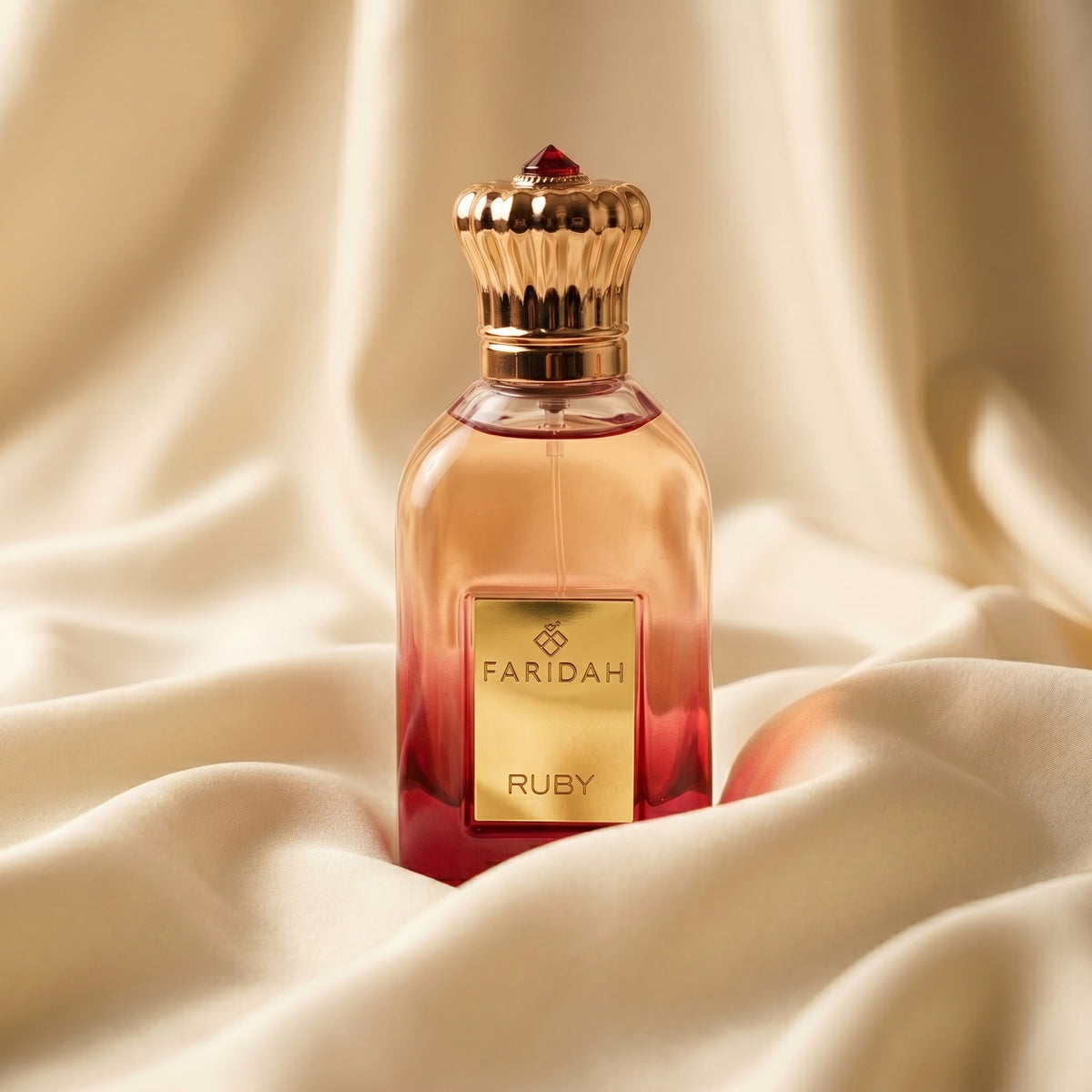 Ruby Gems Collection by Faridah 100ml luxury oud perfume bottle in red glass for the UAE elite