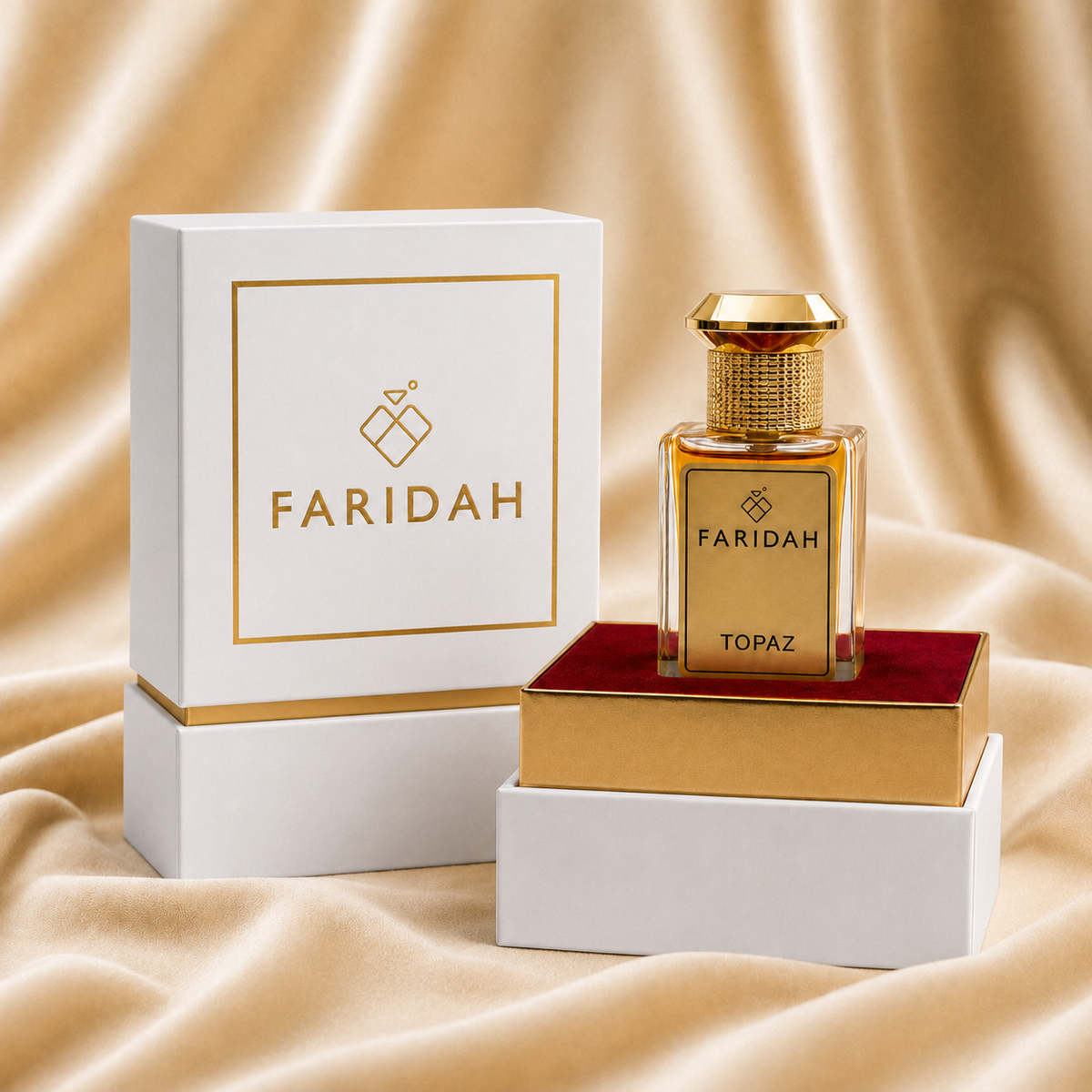 Topaz Gems Collection by Faridah 30ml luxury perfume bottle close-up detail